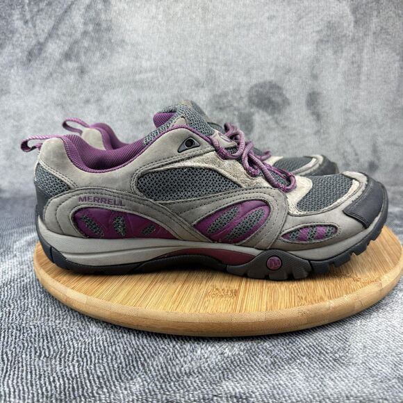 Merrell Shoes - Merrell Hiking Shoes Womens Size 10.5 Gray Purple Trail Air Cushion Mesh J24362